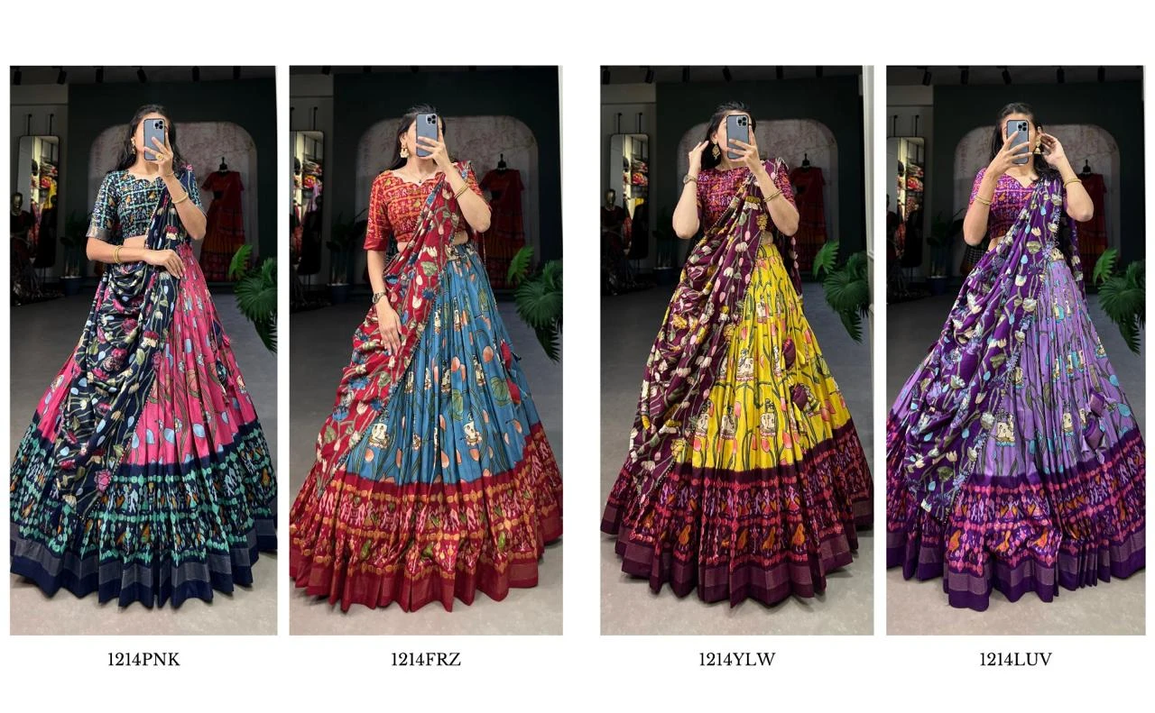 Tussar Silk Patola Print Lehenga Choli With Foil Print 8
