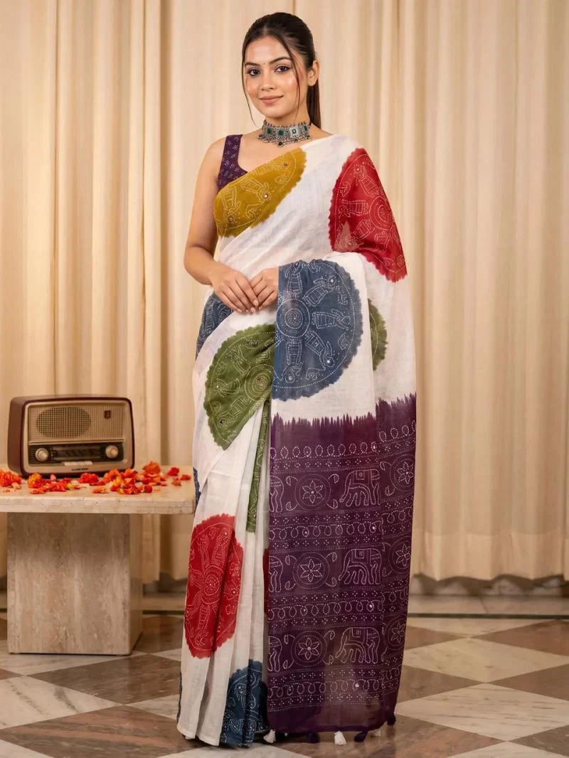 Varanasi Vol 2 Linen Silk Mirror Worked Saree Collection