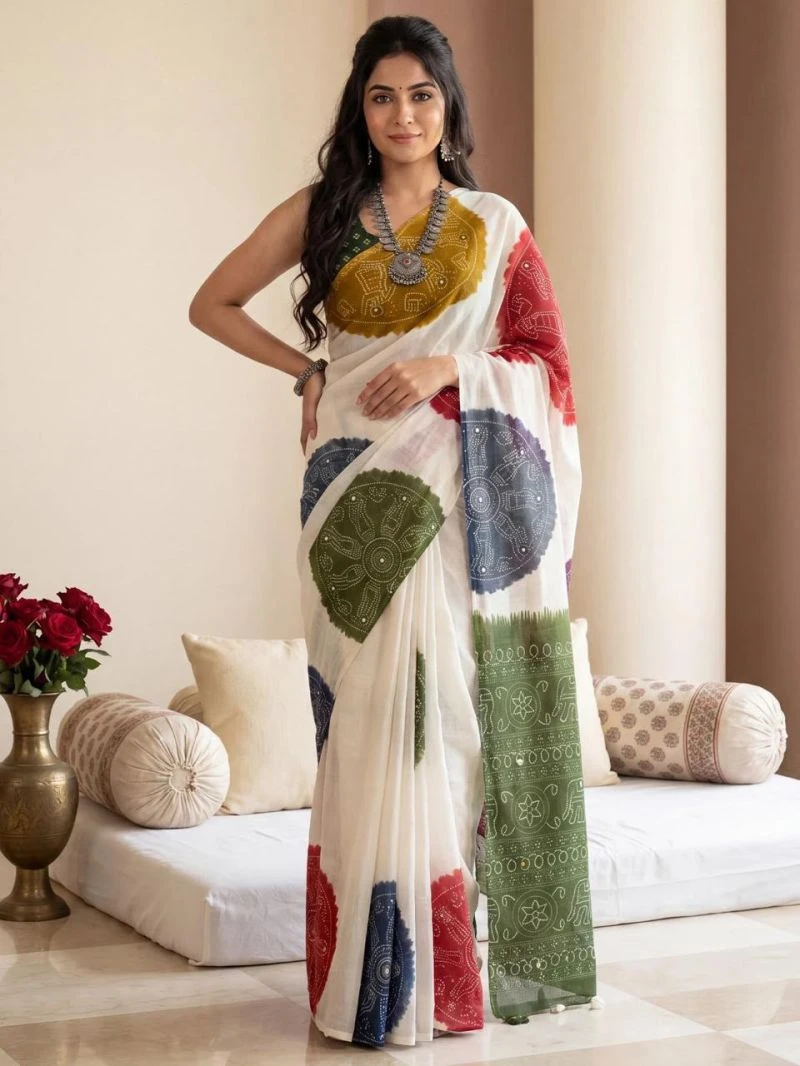 Varanasi Vol 2 Linen Silk Mirror Worked Saree Collection 4