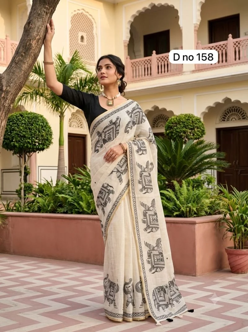 Varanasi Vol 2 Linen Silk Mirror Worked Saree Collection 6