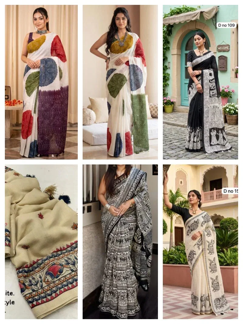 Varanasi Vol 2 Linen Silk Mirror Worked Saree Collection 8