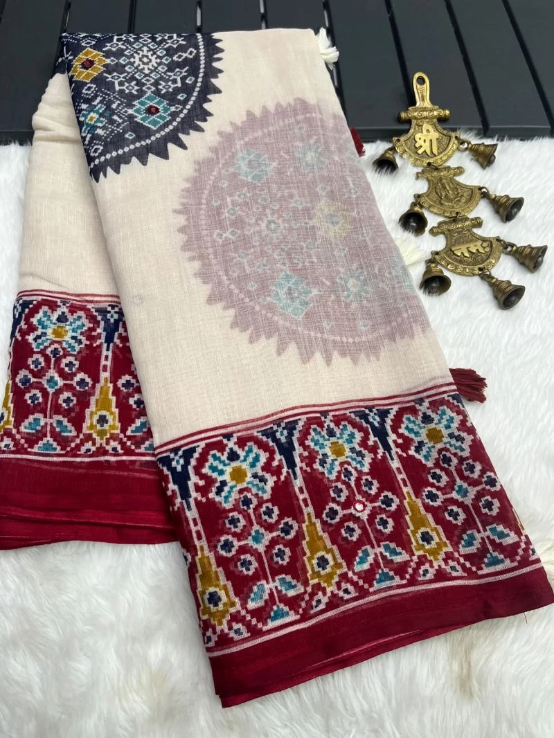 Varanasi Vol 4 Linen Silk Kalamkari Zari Border Saree Collection 2