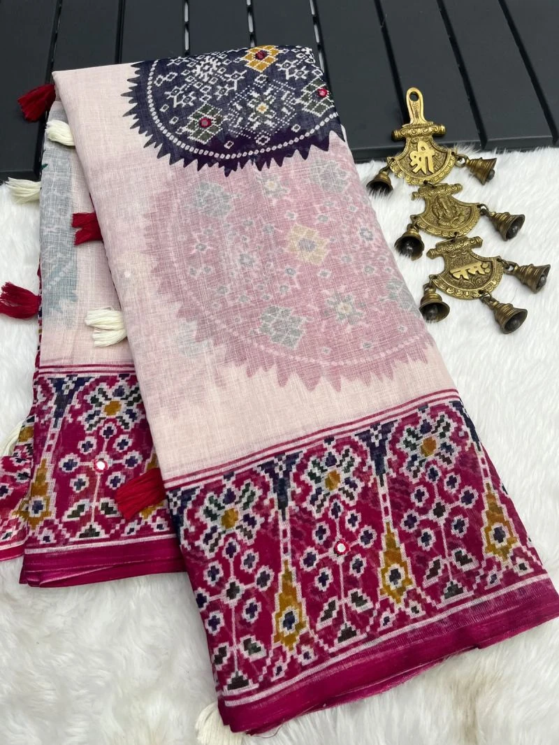 Varanasi Vol 4 Linen Silk Kalamkari Zari Border Saree Collection 3
