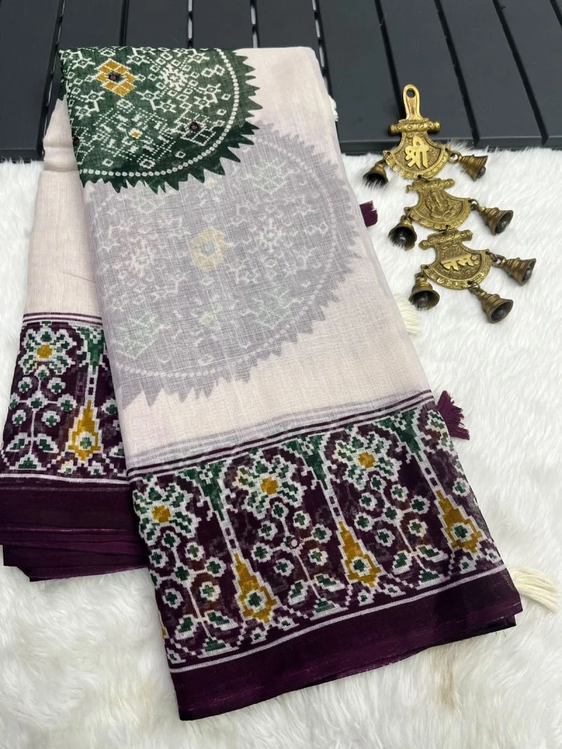 Varanasi Vol 4 Linen Silk Kalamkari Zari Border Saree Collection 4