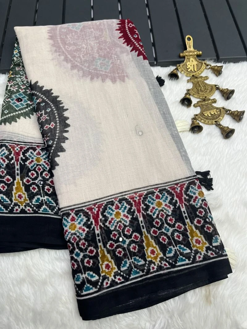 Varanasi Vol 4 Linen Silk Kalamkari Zari Border Saree Collection 5