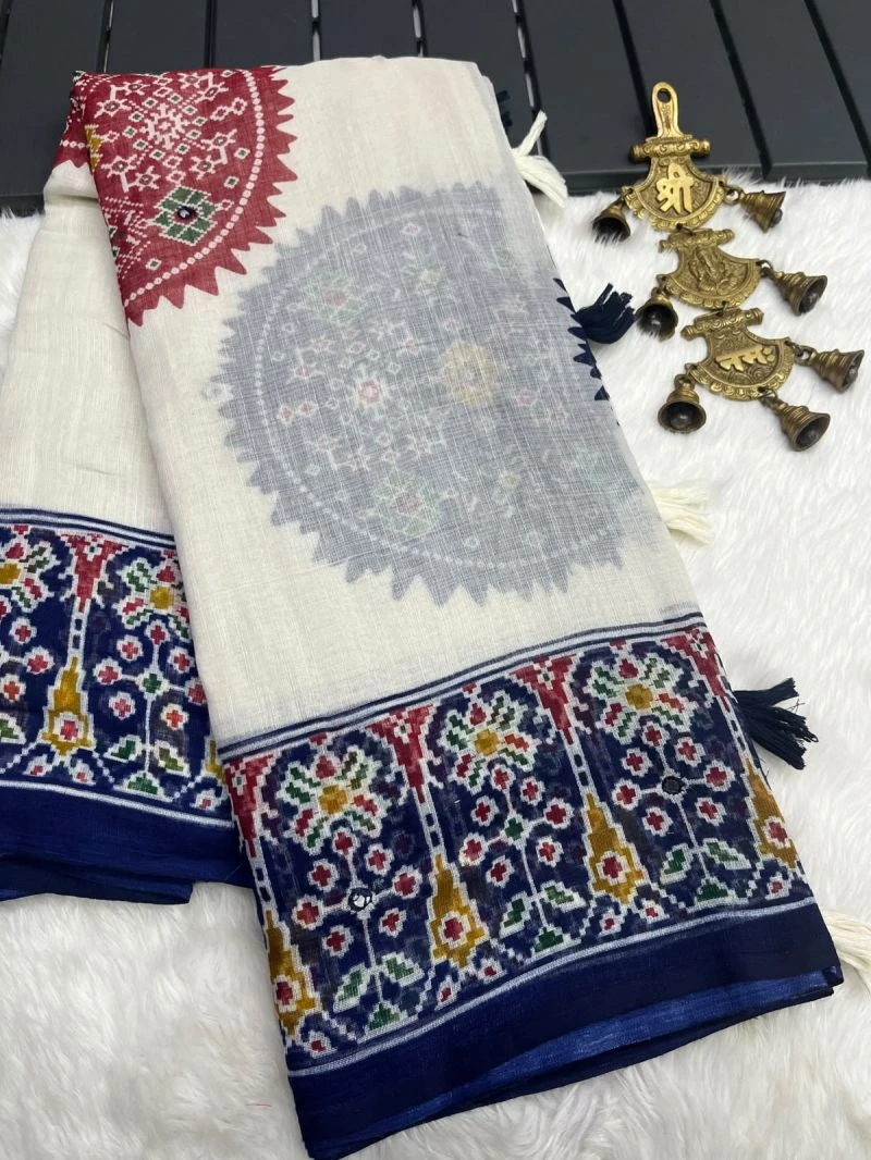 Varanasi Vol 4 Linen Silk Kalamkari Zari Border Saree Collection 7