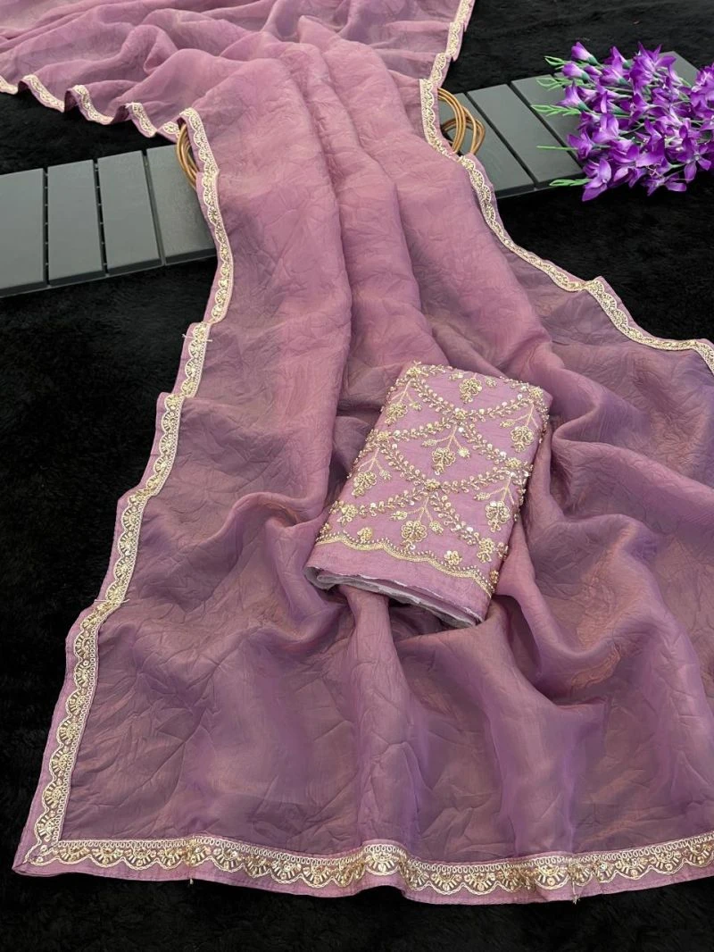 Vasundhara Kf Gold Crush Beads Handworked Saree Collection 2