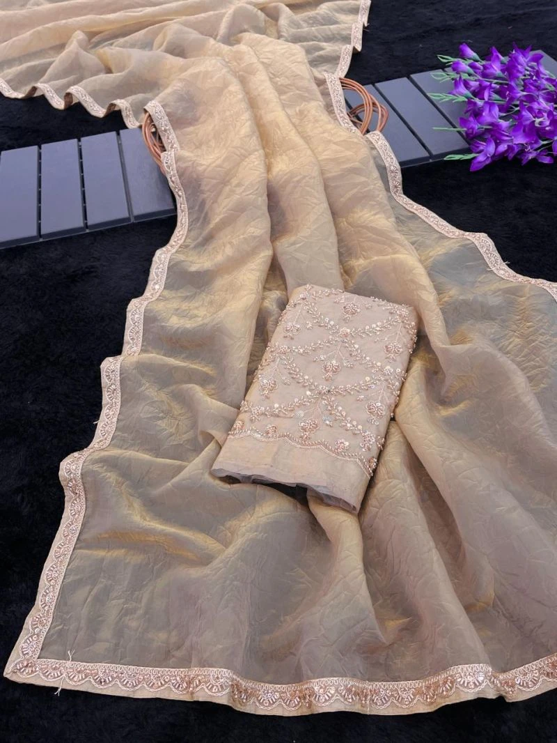 Vasundhara Kf Gold Crush Beads Handworked Saree Collection 4