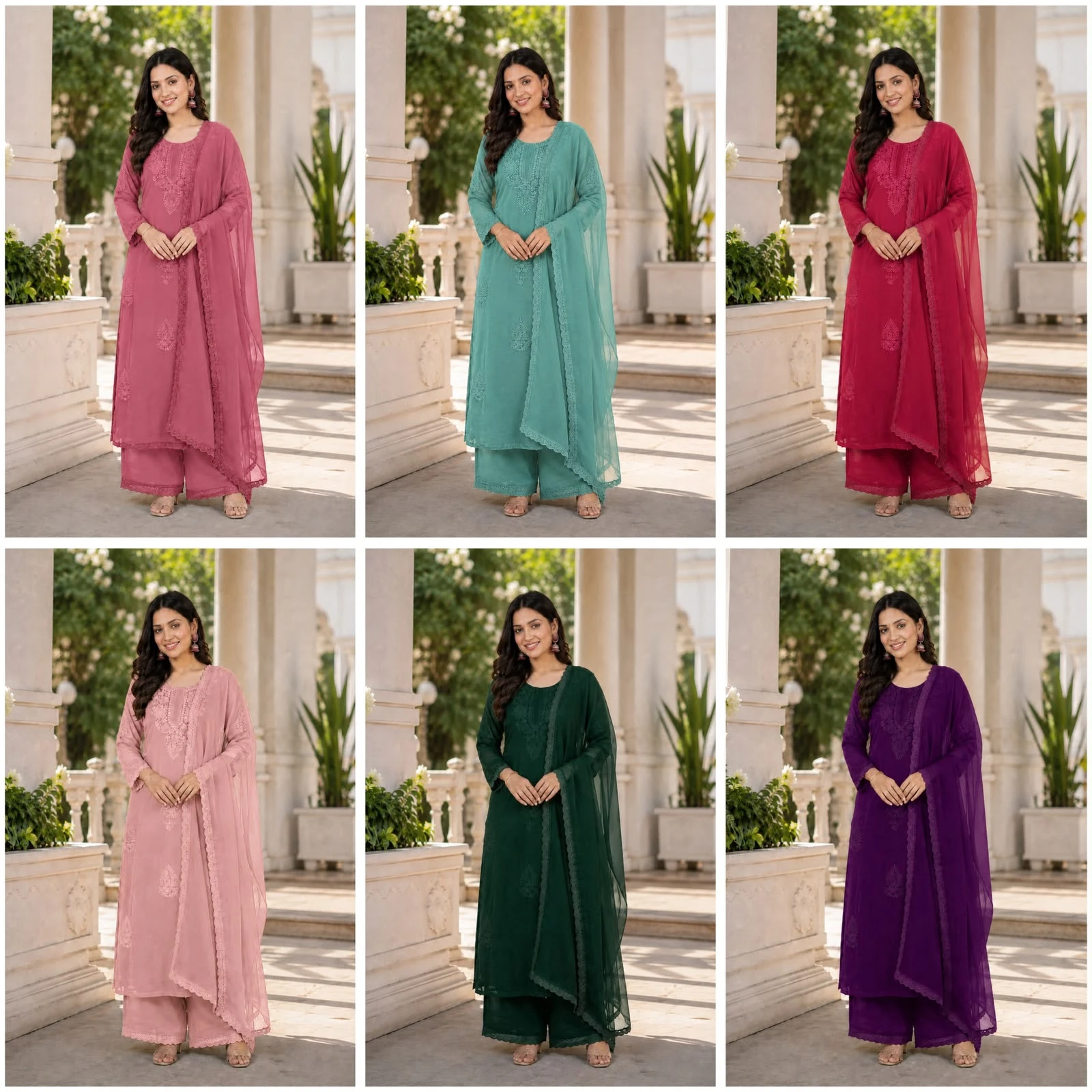 Vinayak Designer Party Wear Top Palazzo Dupatta Set 1