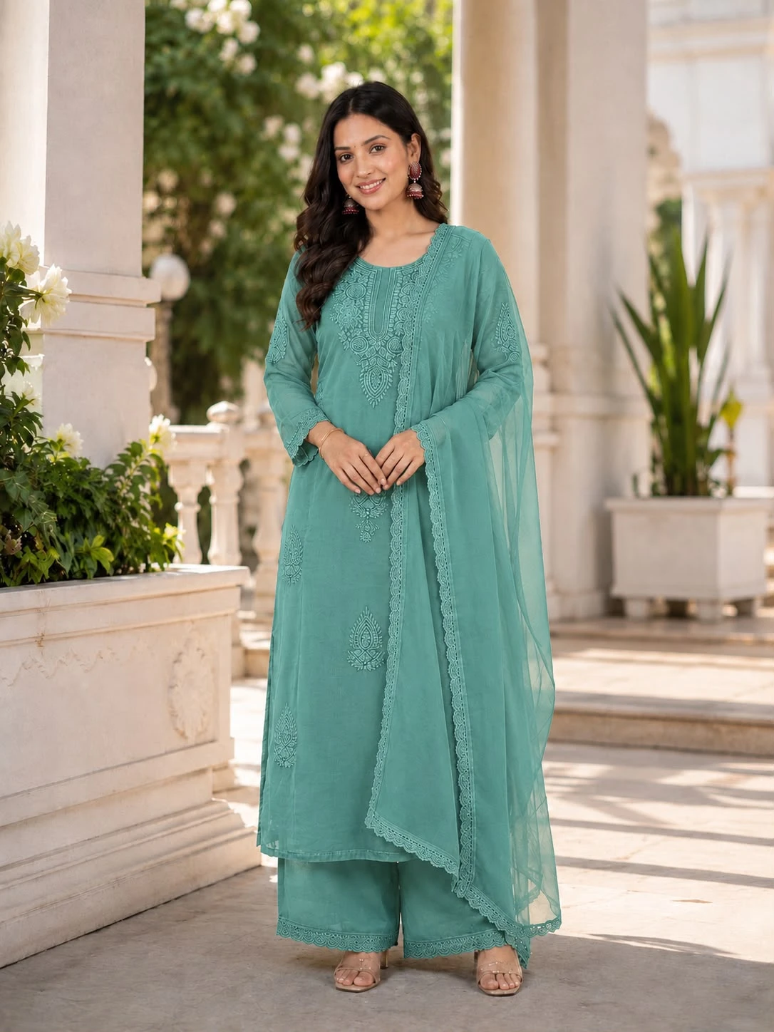 Vinayak Designer Party Wear Top Palazzo Dupatta Set 10