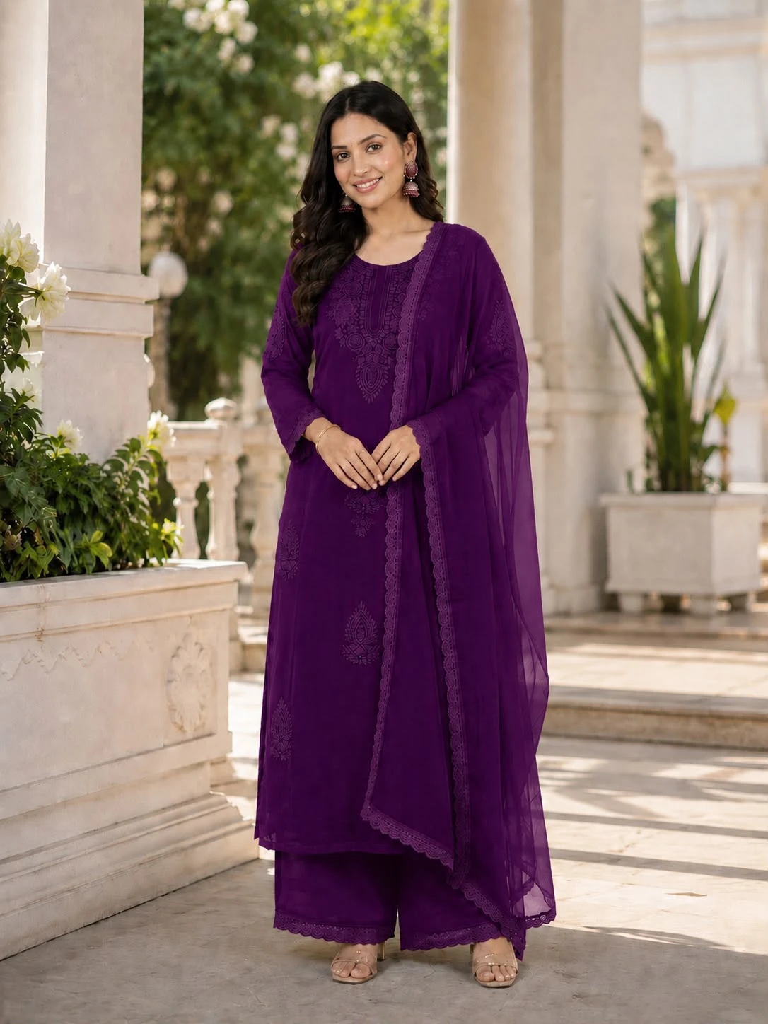 Vinayak Designer Party Wear Top Palazzo Dupatta Set 14