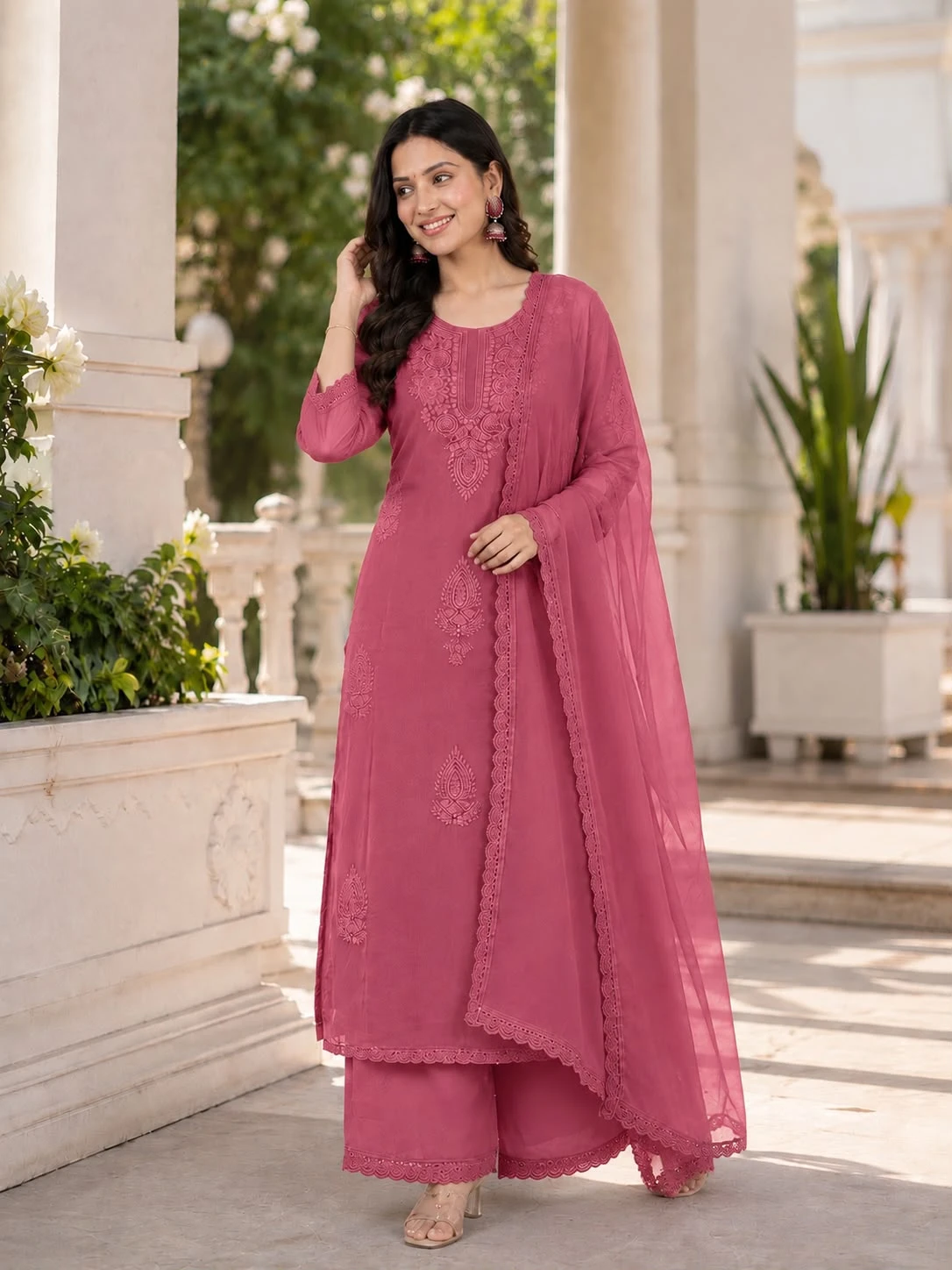 Vinayak Designer Party Wear Top Palazzo Dupatta Set 16