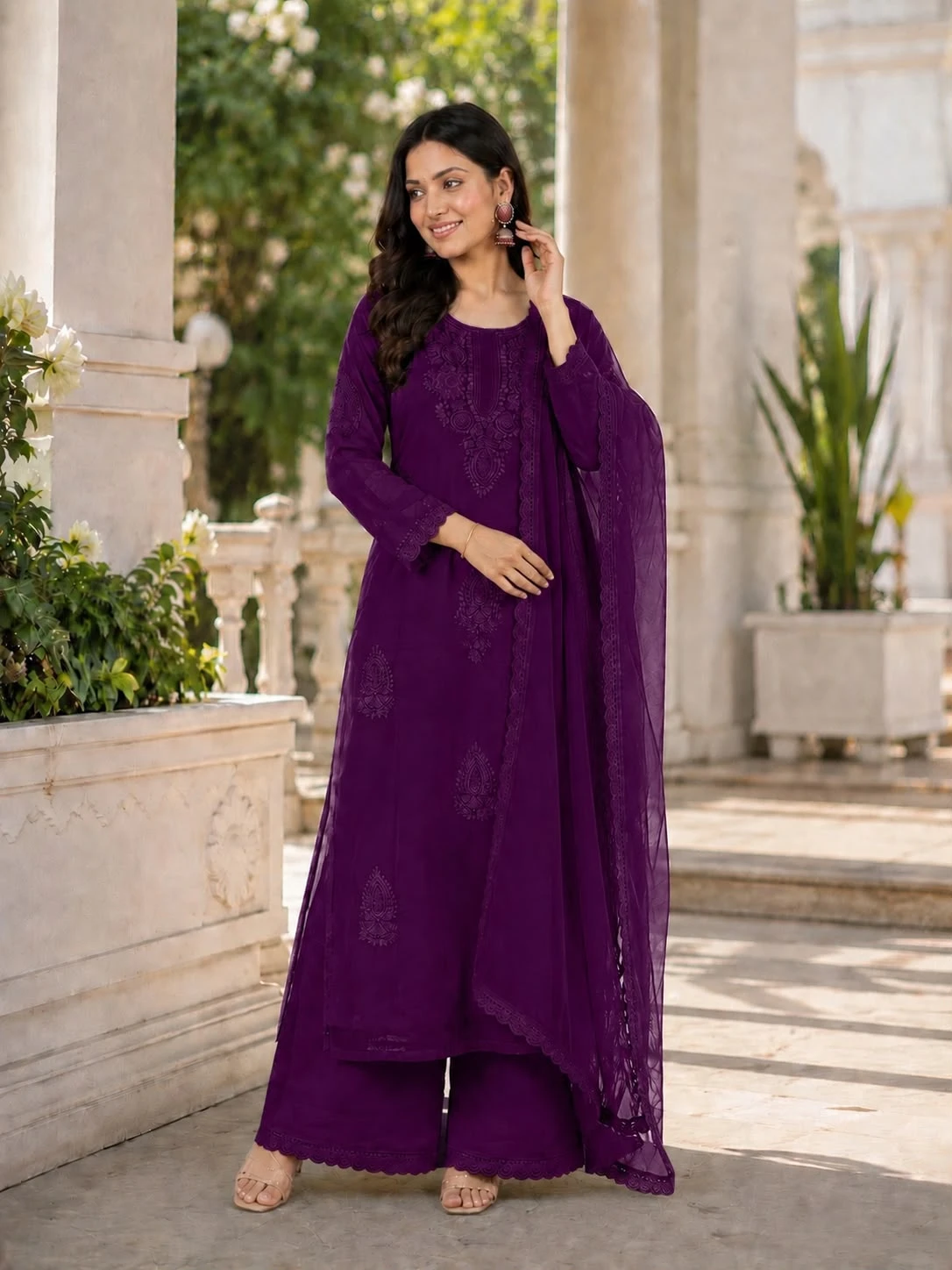Vinayak Designer Party Wear Top Palazzo Dupatta Set 3