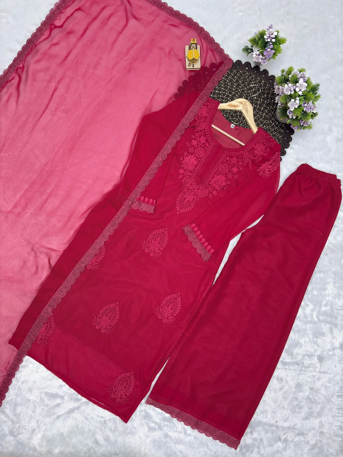 Vinayak Designer Party Wear Top Palazzo Dupatta Set 6
