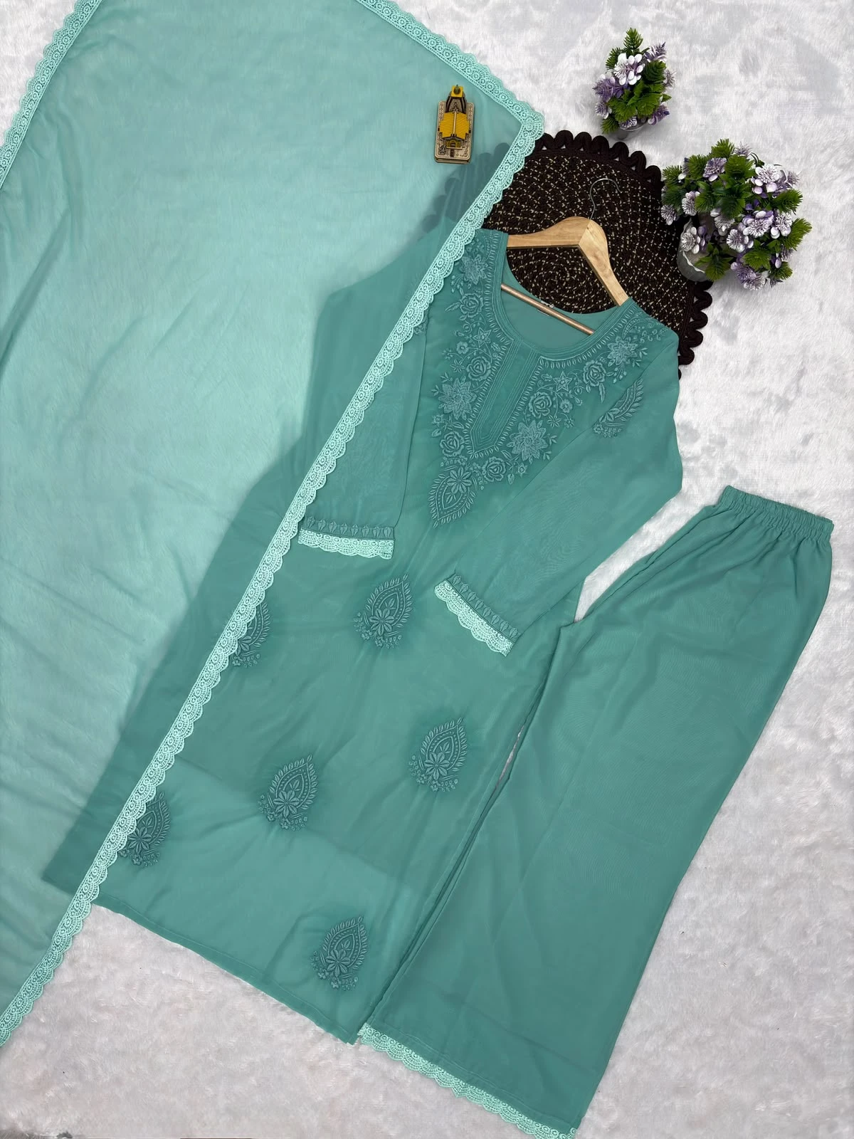 Vinayak Designer Party Wear Top Palazzo Dupatta Set 8