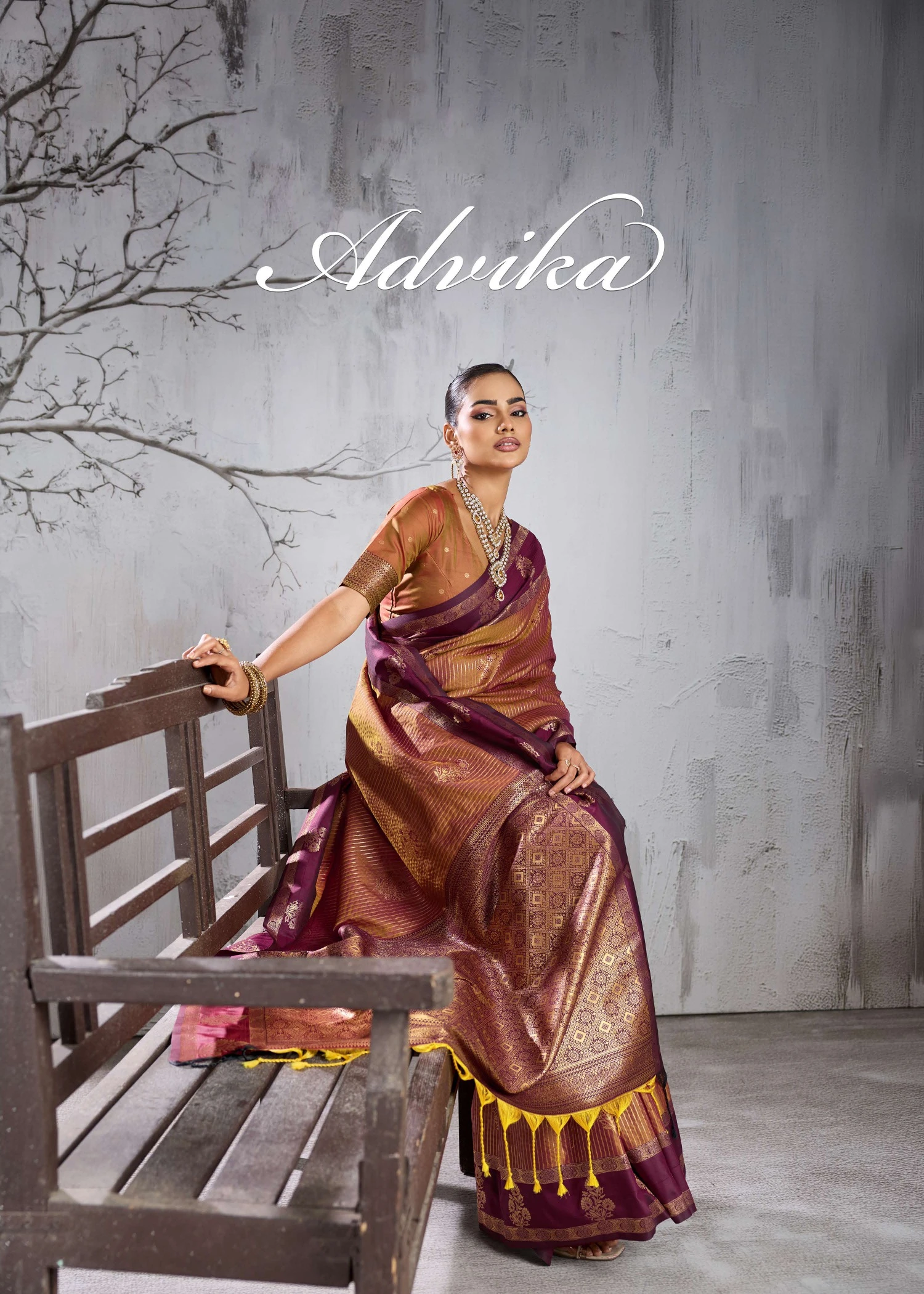 Vinayak Wholesale Advika Silk Saree With Gold Zari Weaving And Traditional Motifs