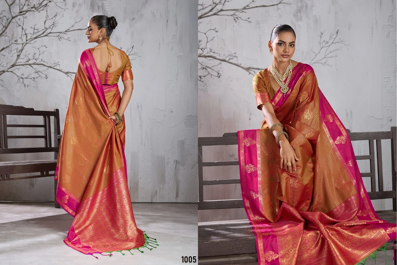 Vinayak Wholesale Advika Silk Saree With Gold Zari Weaving And Traditional Motifs 3
