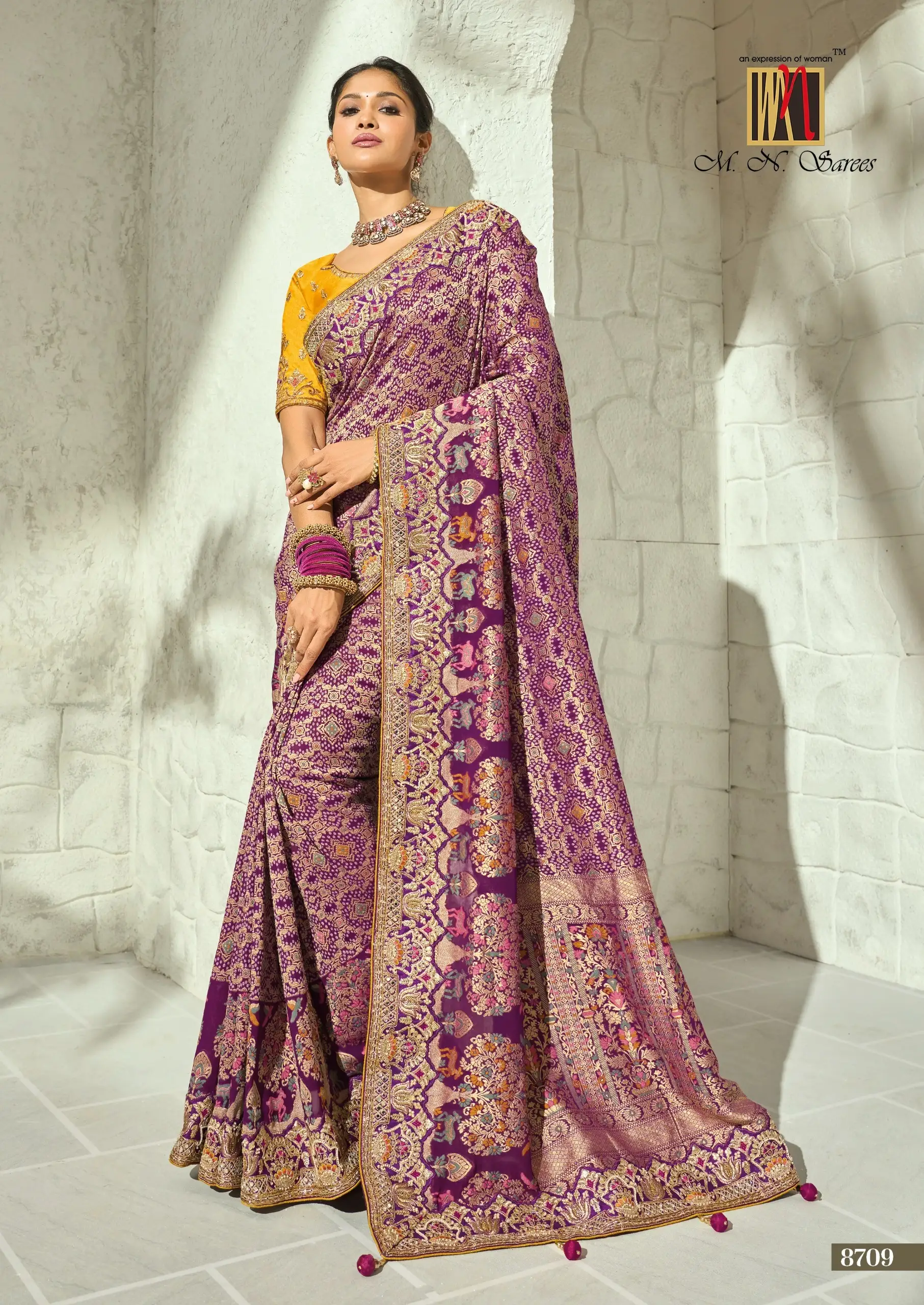 Vinayak Wholesale Bandhej 8700 Series Pure Georgette Bandhej Saree With Heavy Handwork Border 9