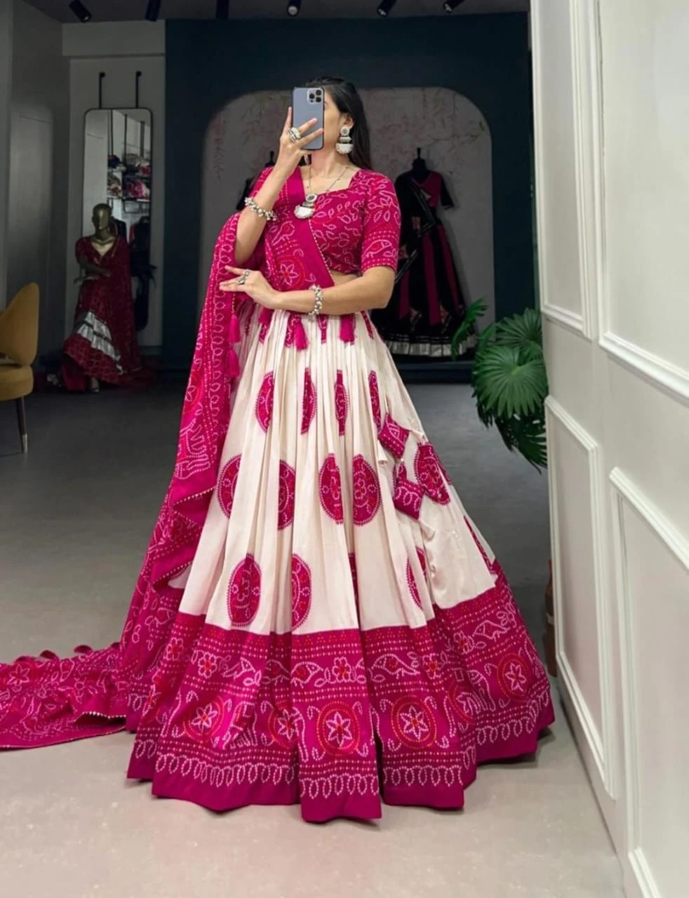 Vinayak Wholesale Tussar Silk Patola Print Lehenga Choli With Foil Print
