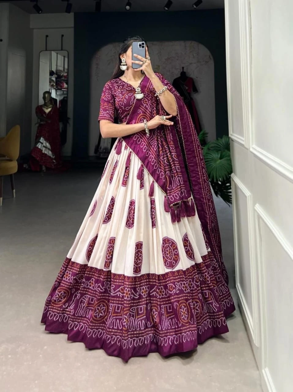 Vinayak Wholesale Tussar Silk Patola Print Lehenga Choli With Foil Print 3