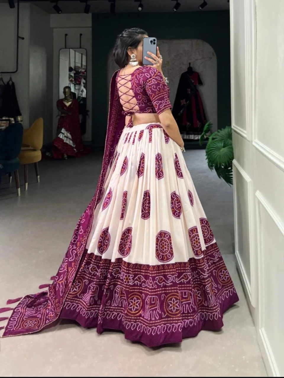 Vinayak Wholesale Tussar Silk Patola Print Lehenga Choli With Foil Print 4