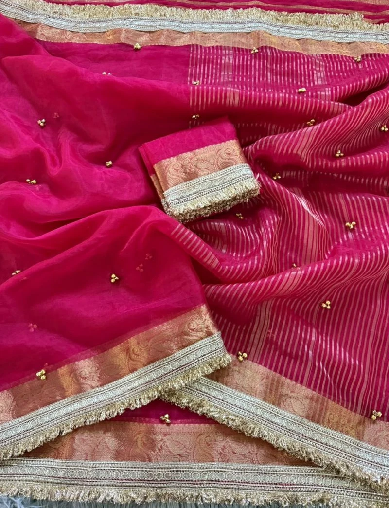 Vt 919 T Nylon Organza Jacquard Border Saree